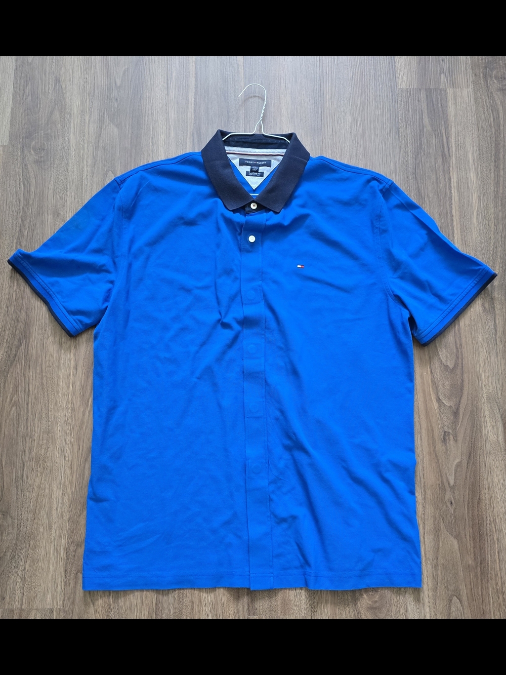 Tommy Hilfiger Men's Royal Blue Polo with Black Contrast Collar